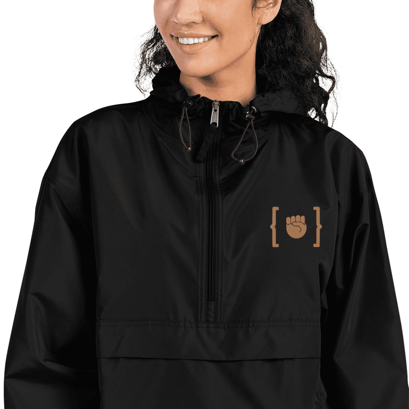 Black & Brown Champion Packable Jacket — Black